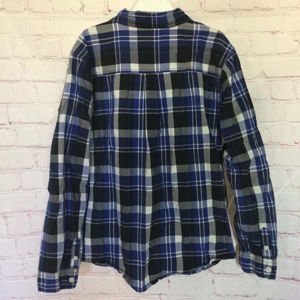 Gymboree Slim Fit Blue Plaid Button Down Shirt - Size Large (10-12)